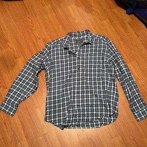 Woolrich Men's Blue Green Plaid Flannel Button Down Shirt Cowboy Western Rodeo L